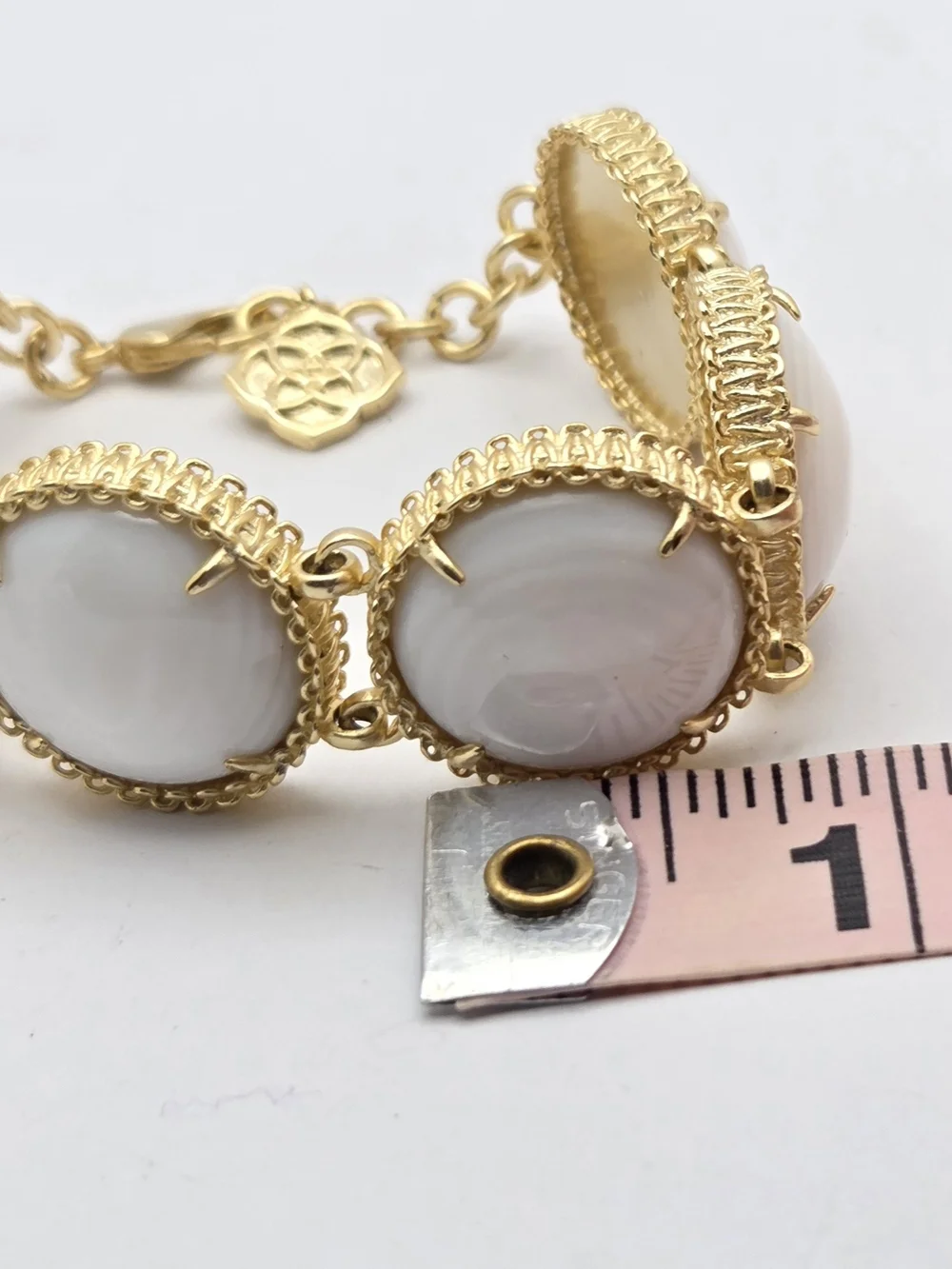 Kendra Scott Gold Tone White Banded Agate Link Bracelet